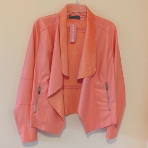 Pink faux leather and suede jacket